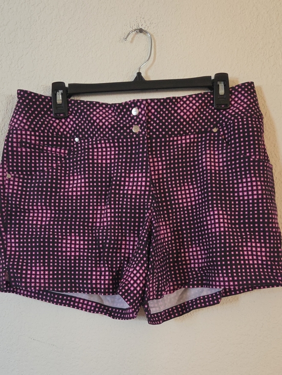 Slazenger Pants - Slazenger Black and Pink High-Waist Patterned Golf Shorts